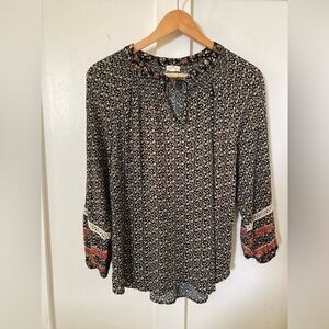 MASON & Belle peasant tie front bohemian popover blouse Large lace